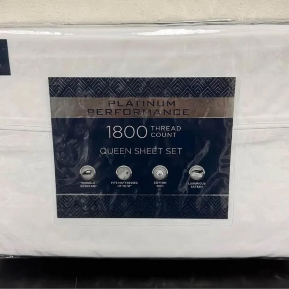 Queen 1800 White Sheet Set Platinum Performance New